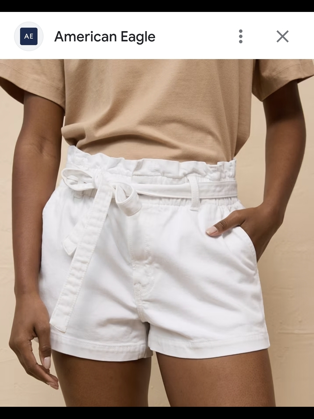 American Eagle Outfitters White Paperbag Tie-Waist Shorts